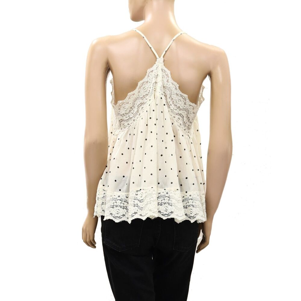 Intimately Free People Fiona Printed Cami Blouse Top Sleeveless Lace M 289534 - Picture 7 of 9